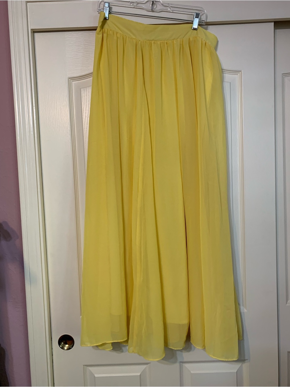New York & Company Yellow Chiffon Maxi Skirt
